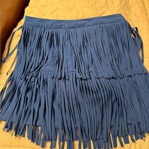 Blue Fringe Mini Skirt - Women